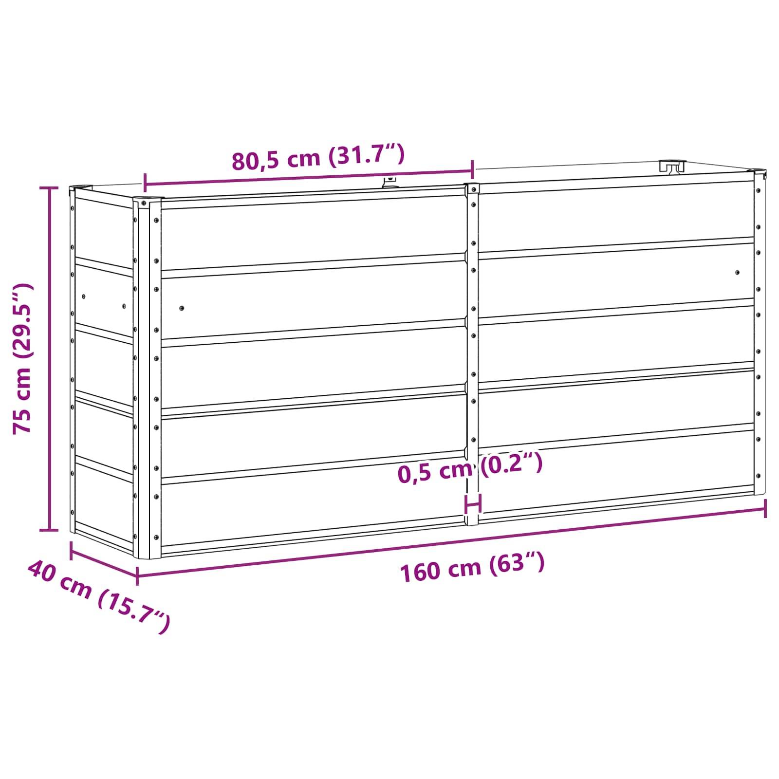 Abmessungen des Holzregals: 160 cm (63