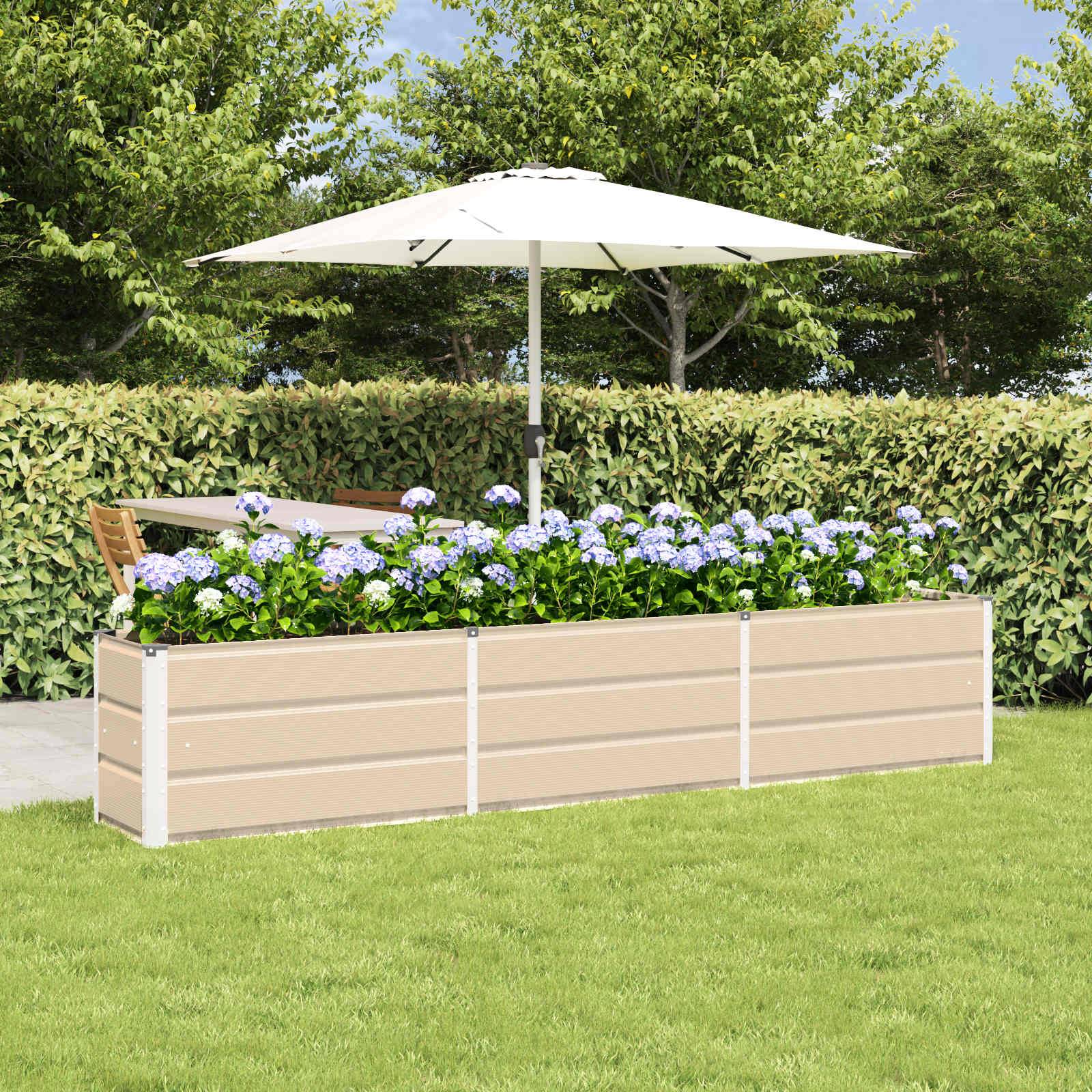 vidaXL Pflanzkübel Elfenbein 240 x 40 x 45 cm Stahl