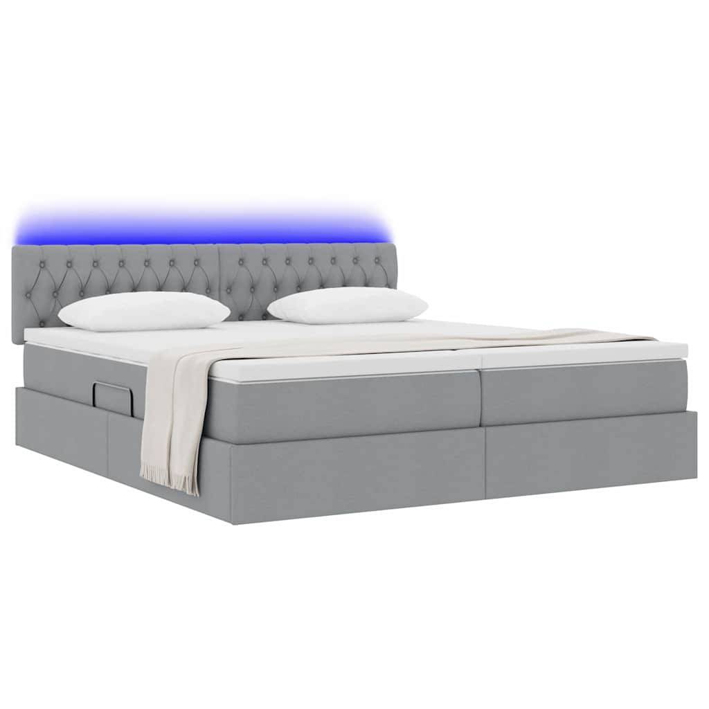vidaXL LED-Speicherbett mit Matratze Hellgrau 180 x 200 cm Stoff