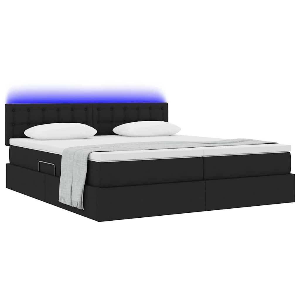 vidaXL LED-Speicherbett mit Matratze Schwarz 180 x 200 cm Stoff