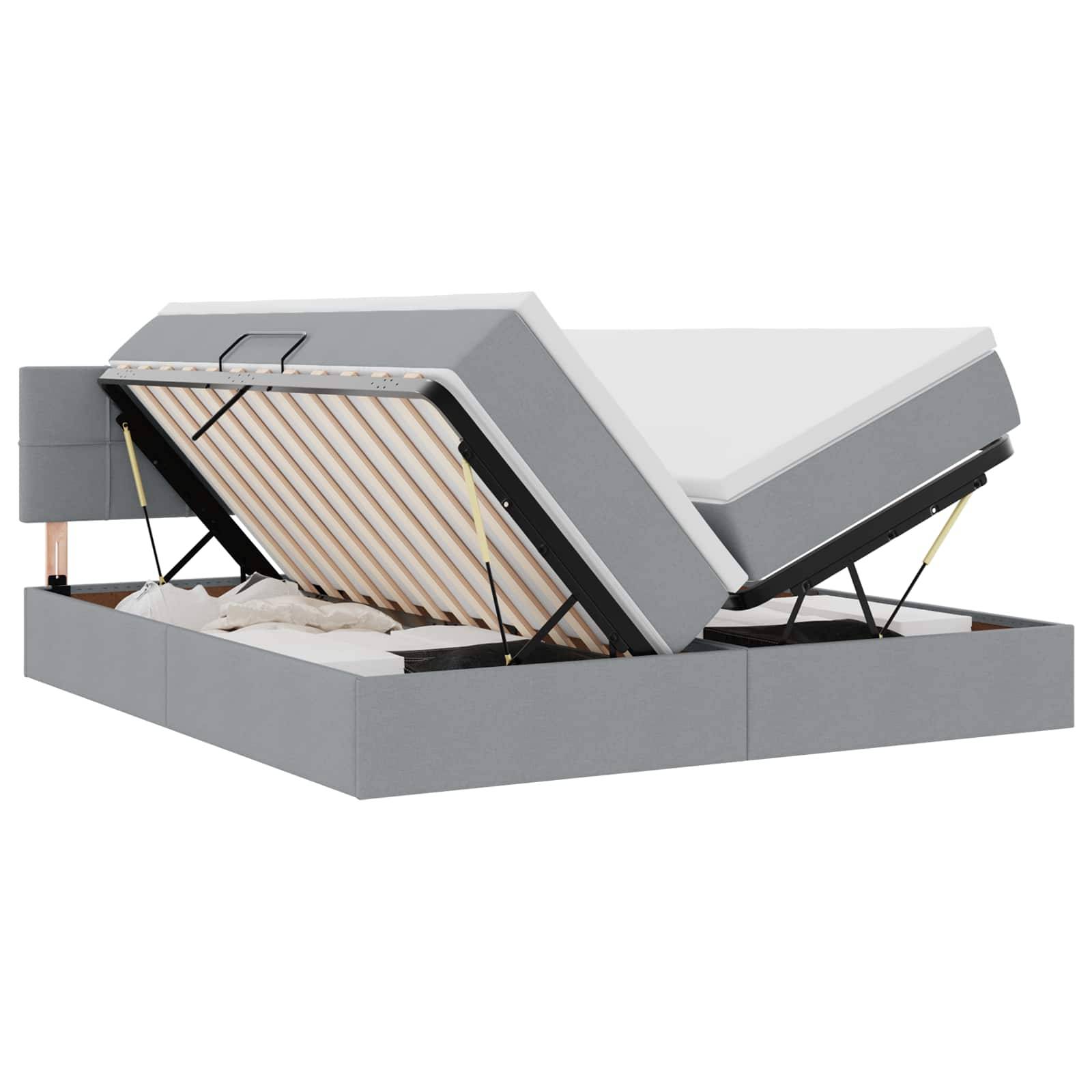 vidaXL LED-Speicherbett mit Matratze Hellgrau 180 x 200 cm Stoff