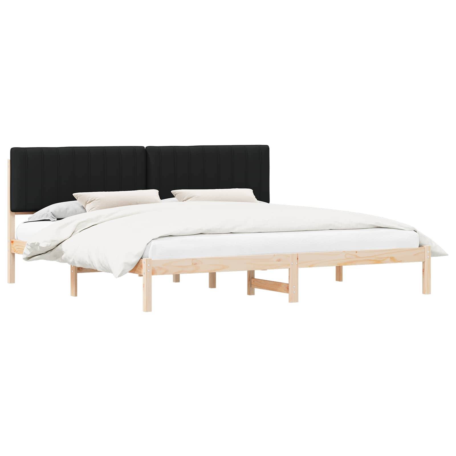 vidaXL Bettgestell mit gepolstertem Kopfteil Schwarz 200 x 200 cm