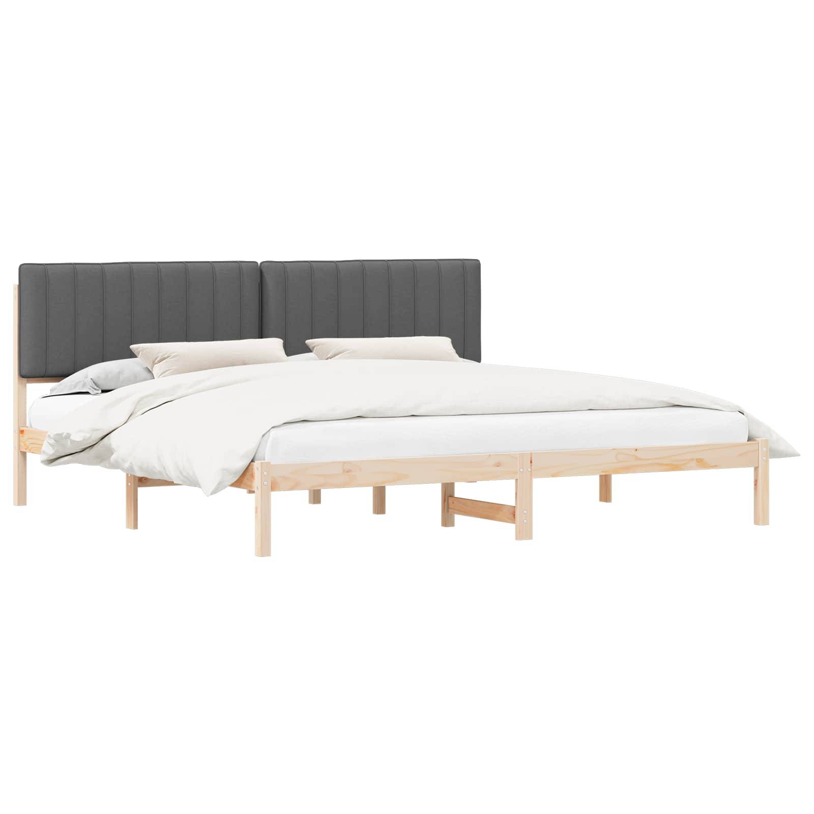 vidaXL Bettgestell mit gepolstertem Kopfteil Dunkelgrau 200 x 200 cm