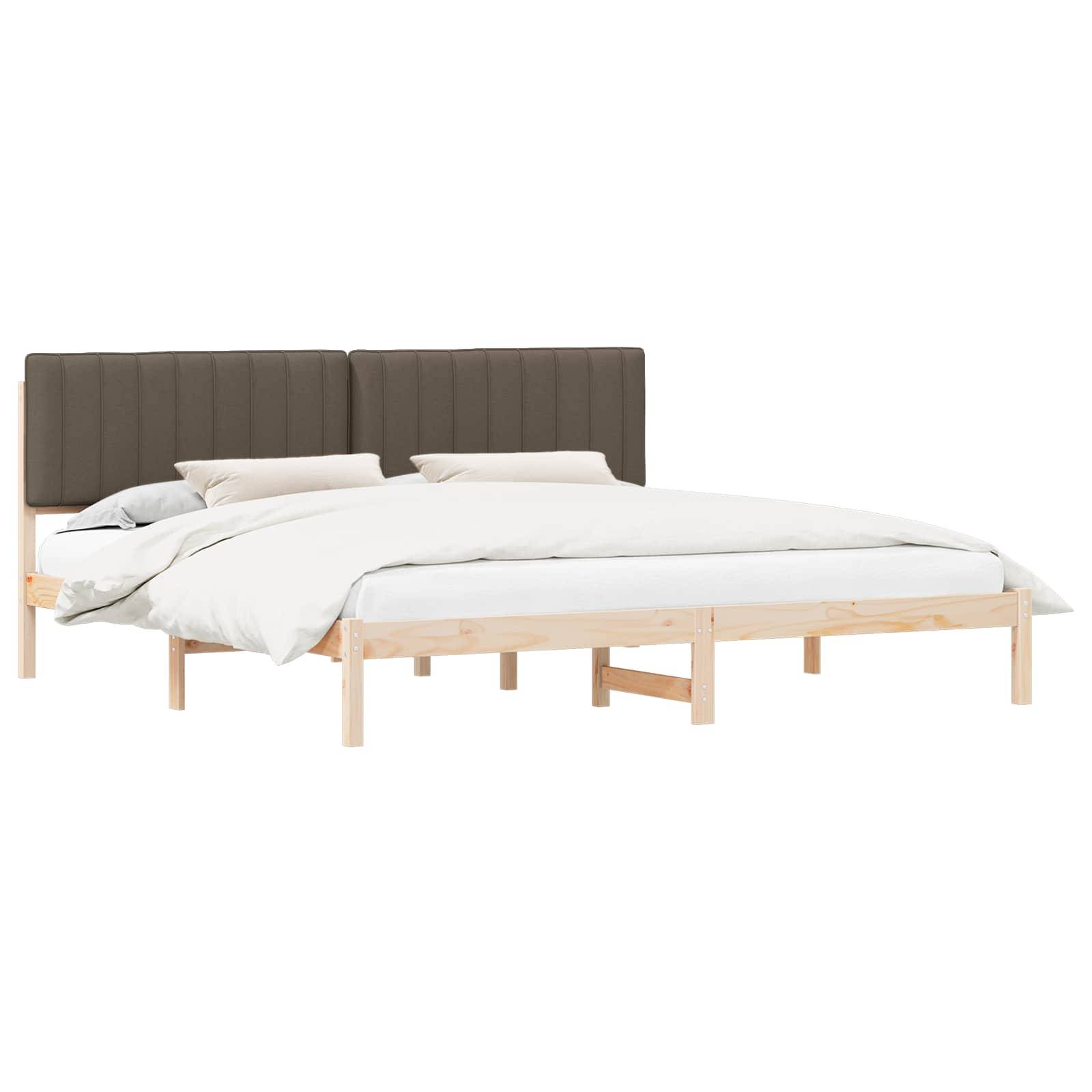 vidaXL Bettgestell mit gepolstertem Kopfteil Taupe 200 x 200 cm