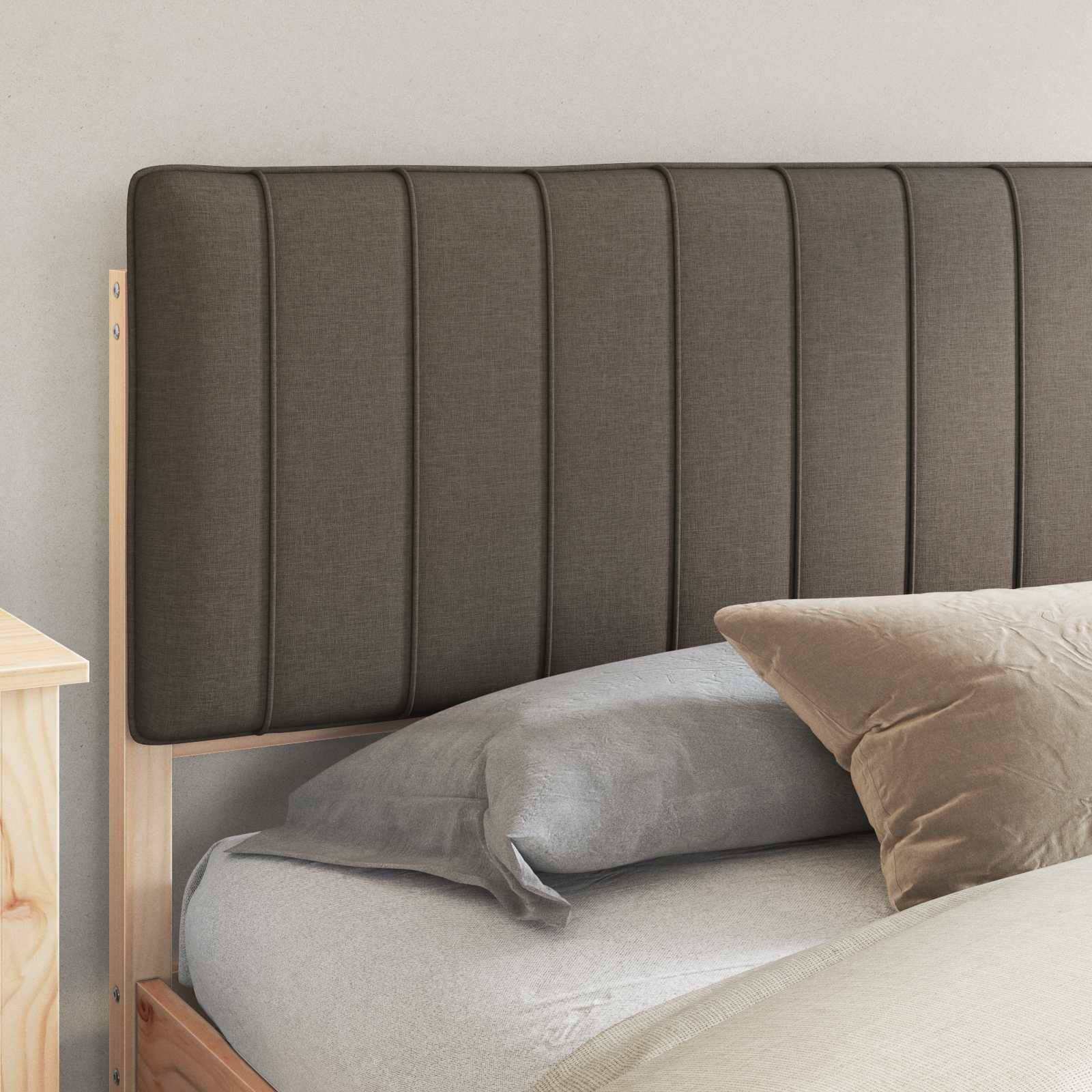 vidaXL Bettgestell mit gepolstertem Kopfteil Taupe 200 x 200 cm