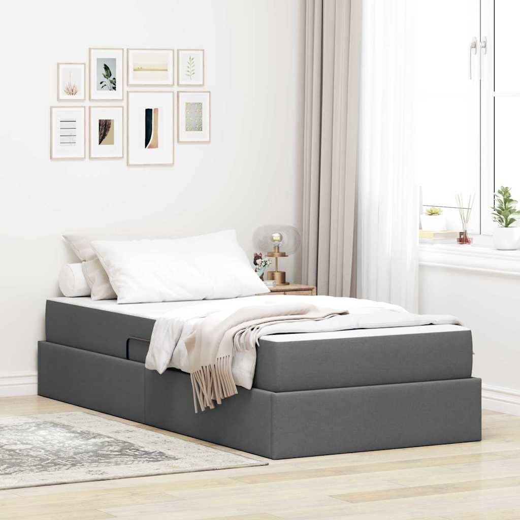 vidaXL Aufbewahrungsbett mit Matratze Dunkelgrau 90 x 190 cm Polyester