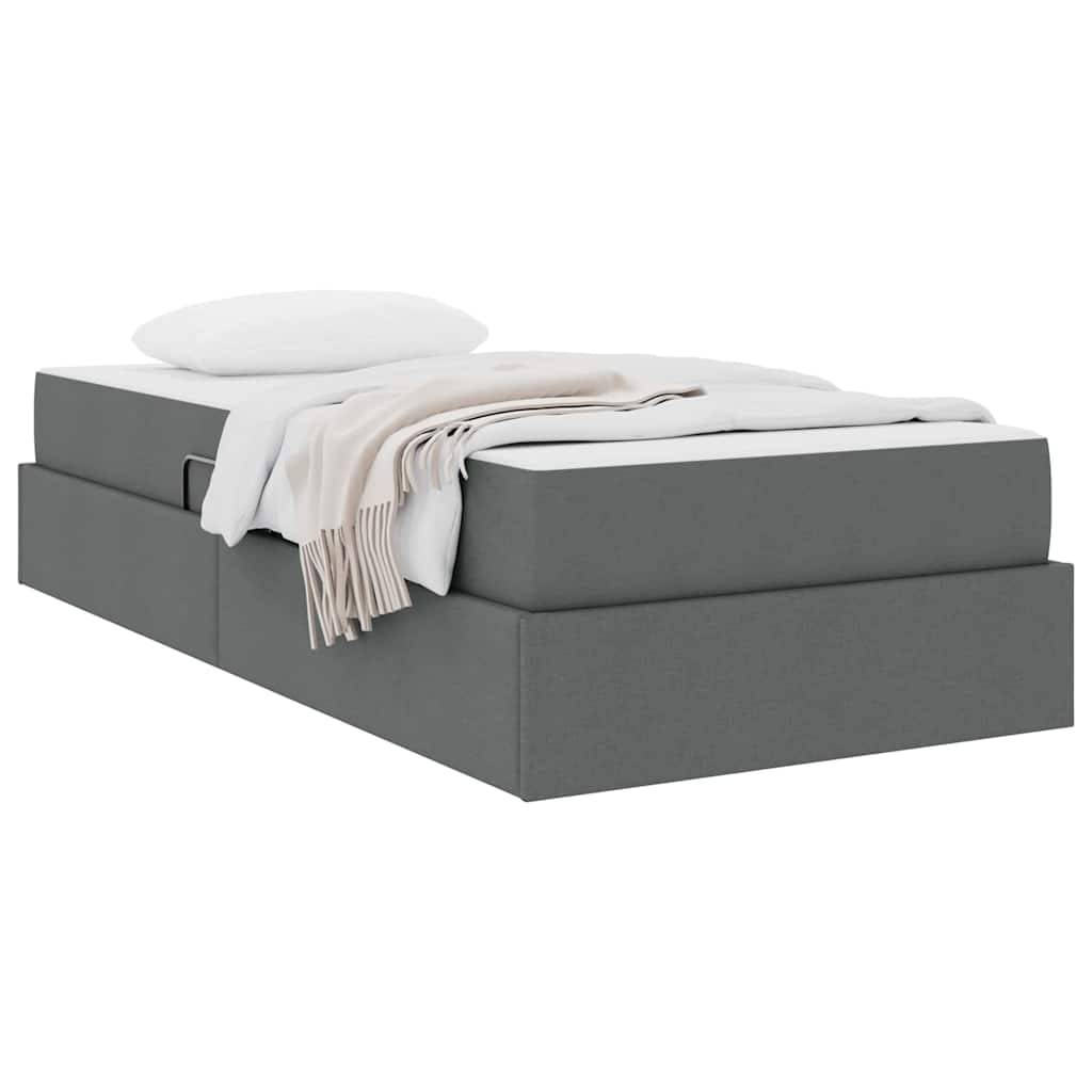 vidaXL Aufbewahrungsbett mit Matratze Dunkelgrau 90 x 190 cm Polyester