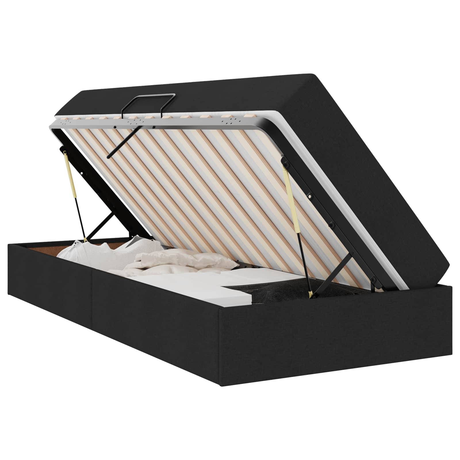 vidaXL Aufbewahrungsbett mit Matratze Schwarz 100 x 200 cm Polyester