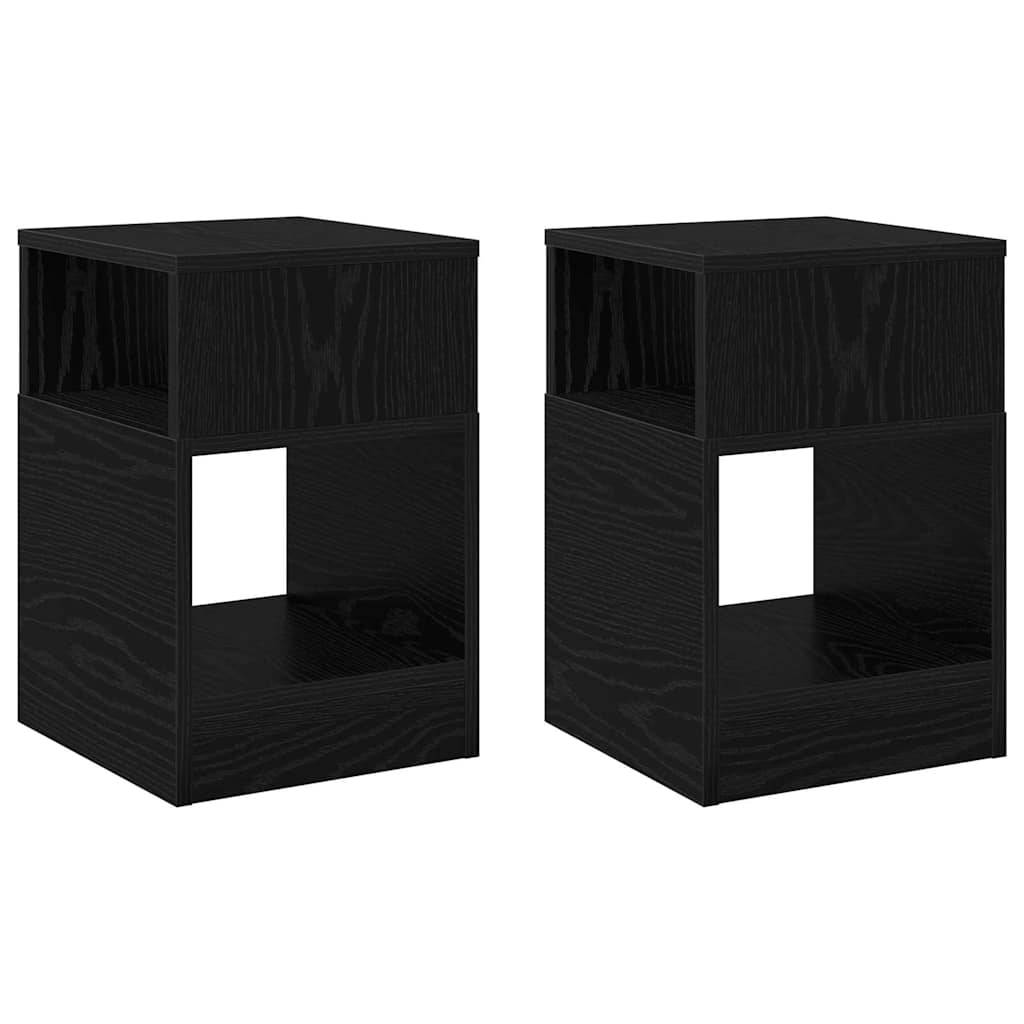 vidaXL Beistelltisch 2 pcs Schwarz Eichen-Optik 30,5 x 30 x 45 cm
