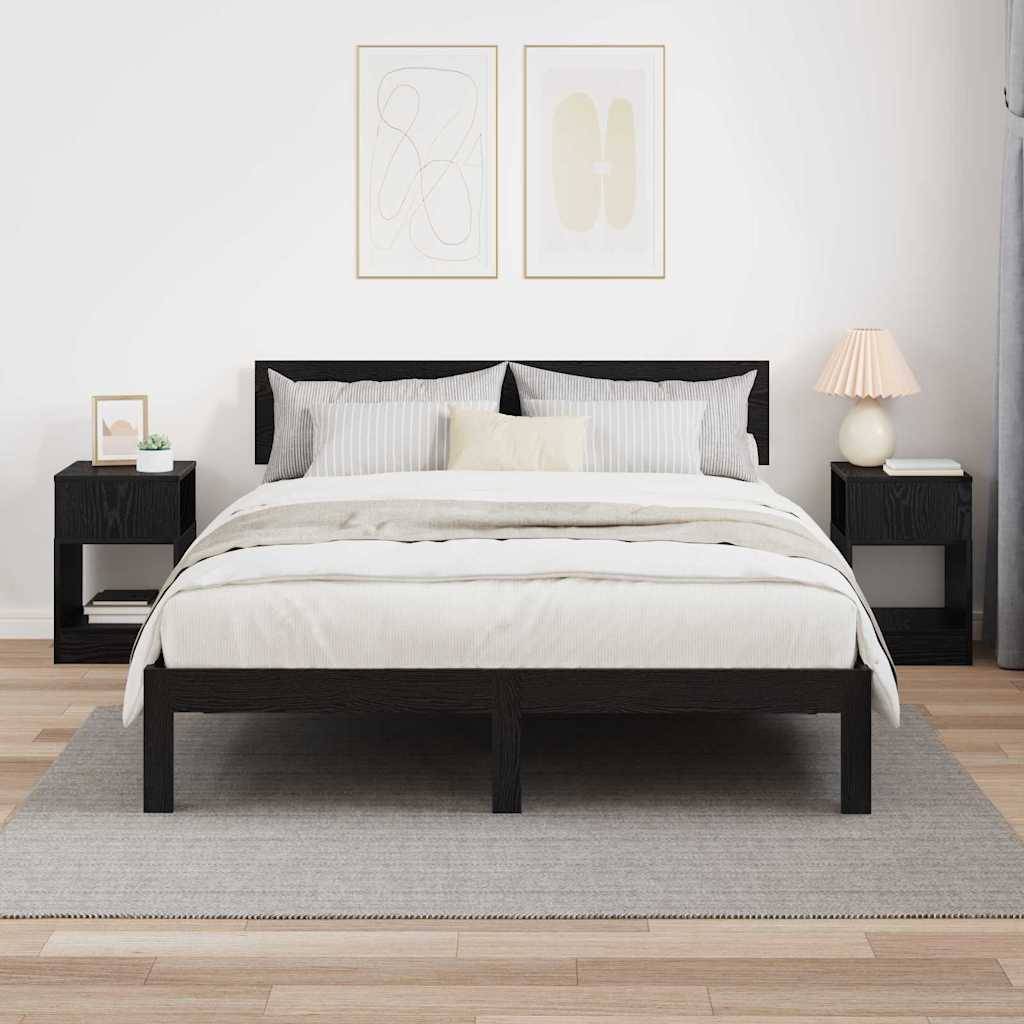 vidaXL Beistelltisch 2 pcs Schwarz Eichen-Optik 30,5 x 30 x 45 cm