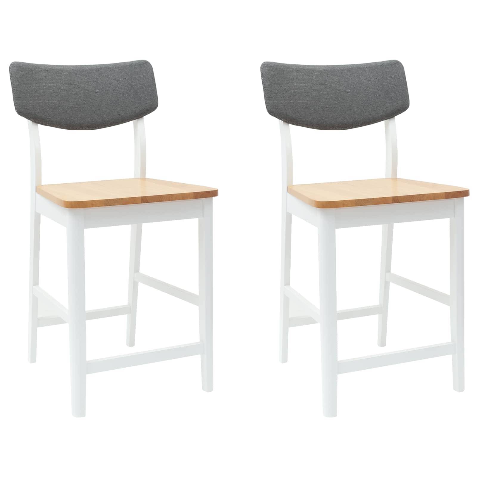vidaXL Esszimmerstühle 2 pcs Weiß 48 x 49 x 95 cm Massives Gummiholz