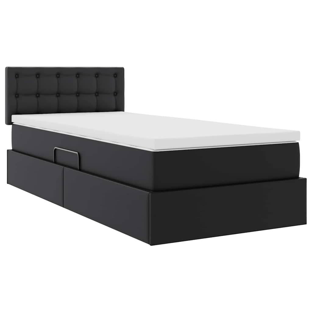 vidaXL Aufbewahrungsbett mit Matratze Schwarz 100 x 200 cm Kunstleder