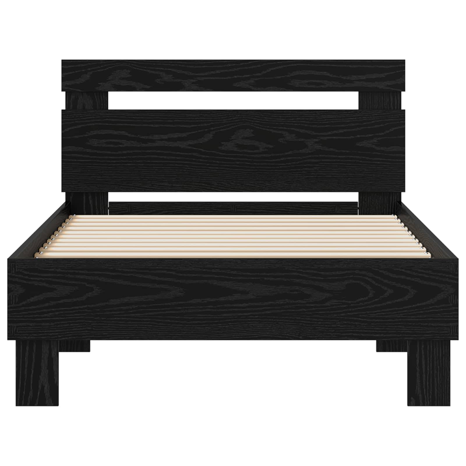 vidaXL Bettrahmen Schwarz Eichen-Optik 75 x 190 cm Holzwerkstoff