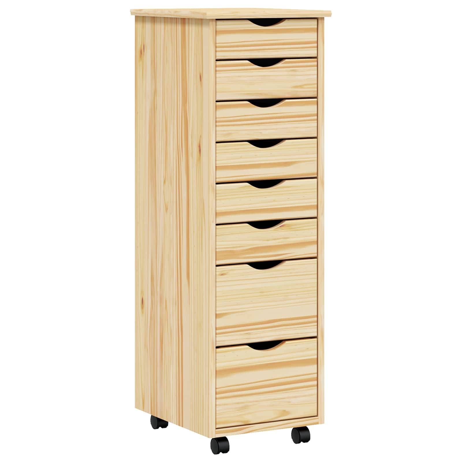 vidaXL Rollcontainer mit Schubladen MOSS Klarlack 34 x 39 x 103 cm