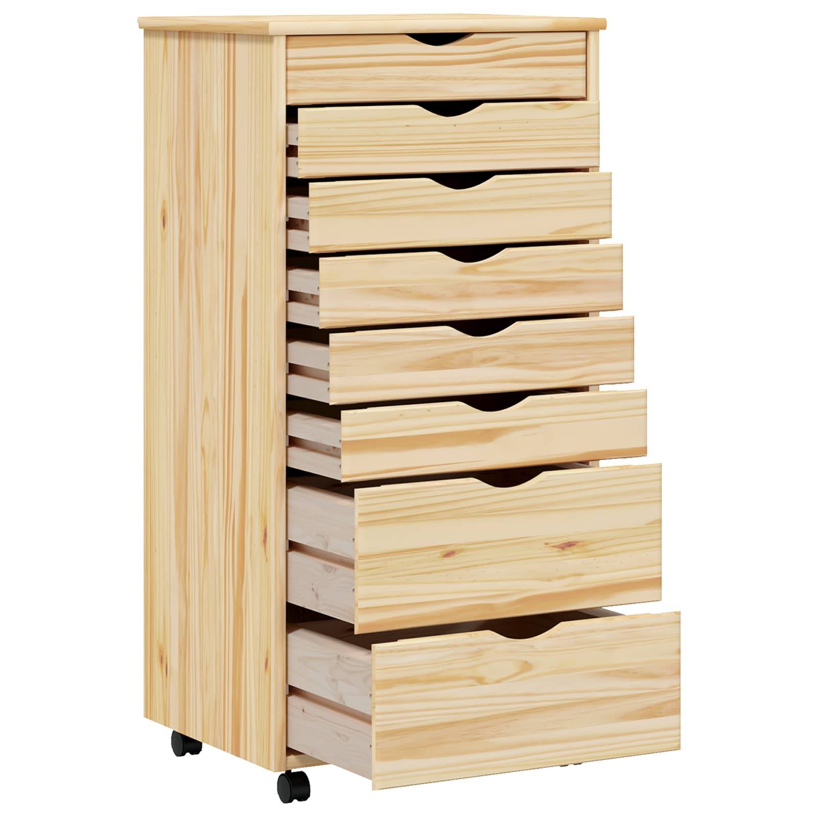 vidaXL Rollcontainer mit Schubladen MOSS Klarlack 53 x 39 x 103 cm