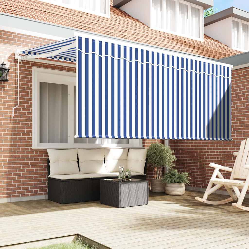 vidaXL Einziehbare Markise Blau und Weiß 300 x 200 cm