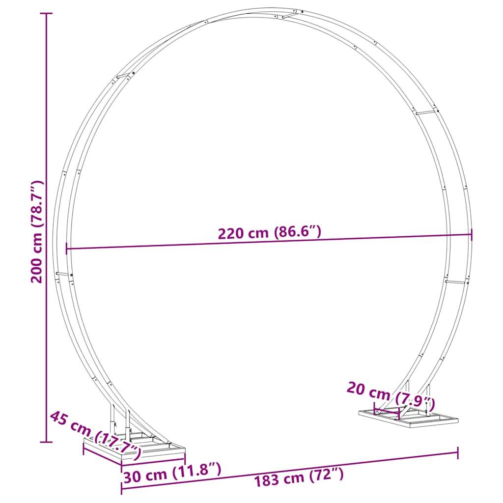 vidaXL Hochzeitsbogen Gold 220 x 45 x 200 cm Stahl