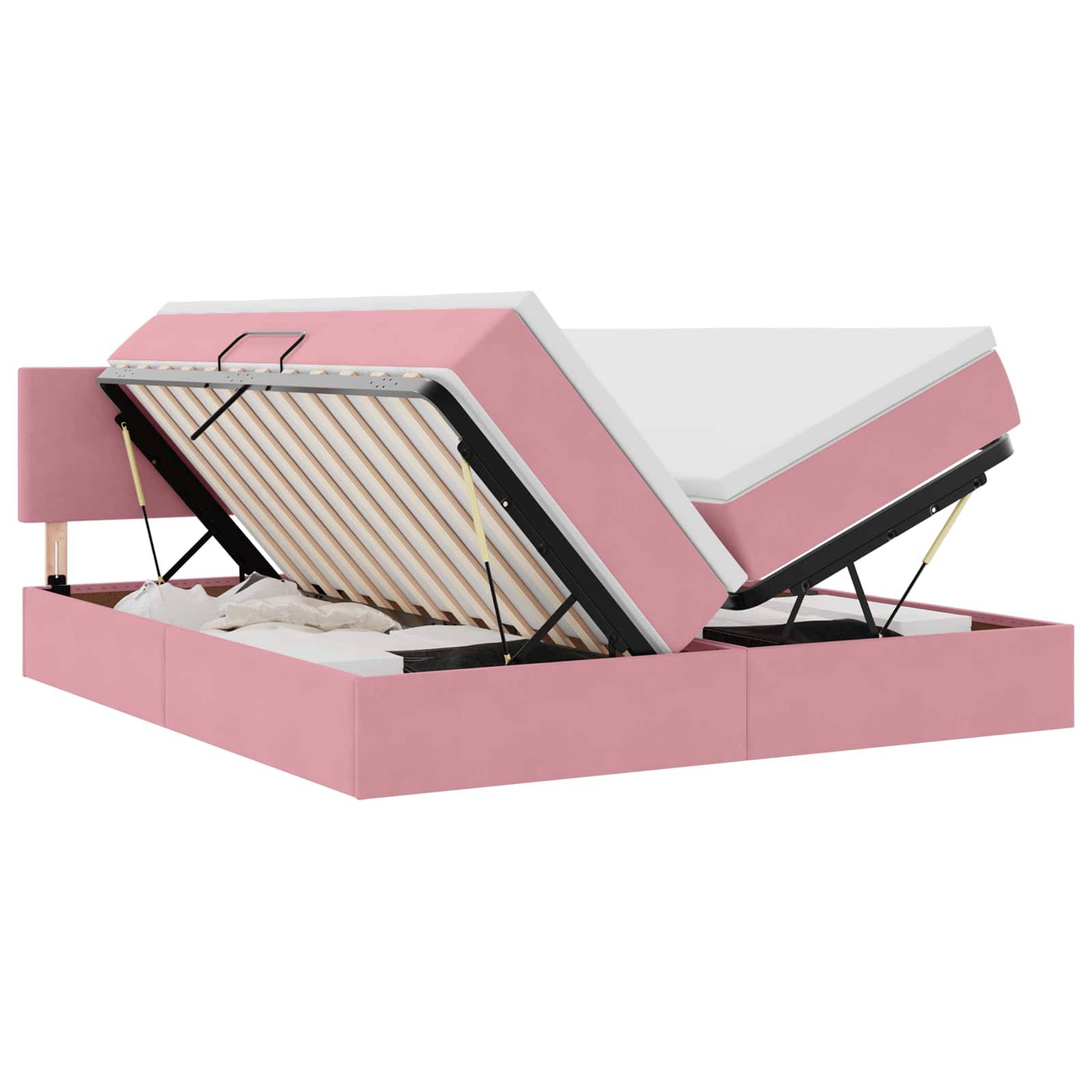 vidaXL LED-Speicherbett mit Matratze Rosa 200 x 200 cm Samt