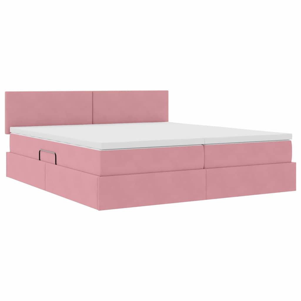 vidaXL Aufbewahrungsbett mit Matratze mit Kopfteil Rosa 90 x 200 cm