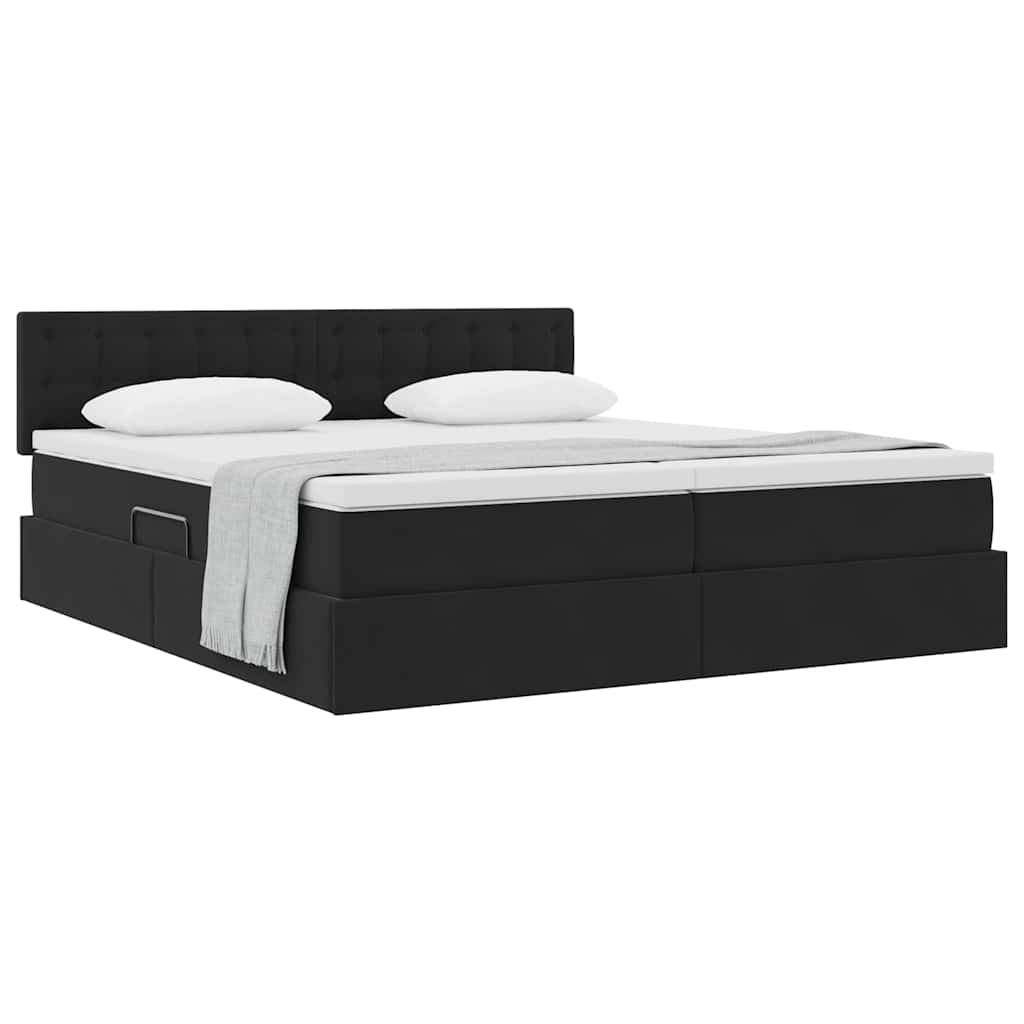 vidaXL Aufbewahrungsbett mit Matratze mit Kopfteil Schwarz 90 x 200 cm