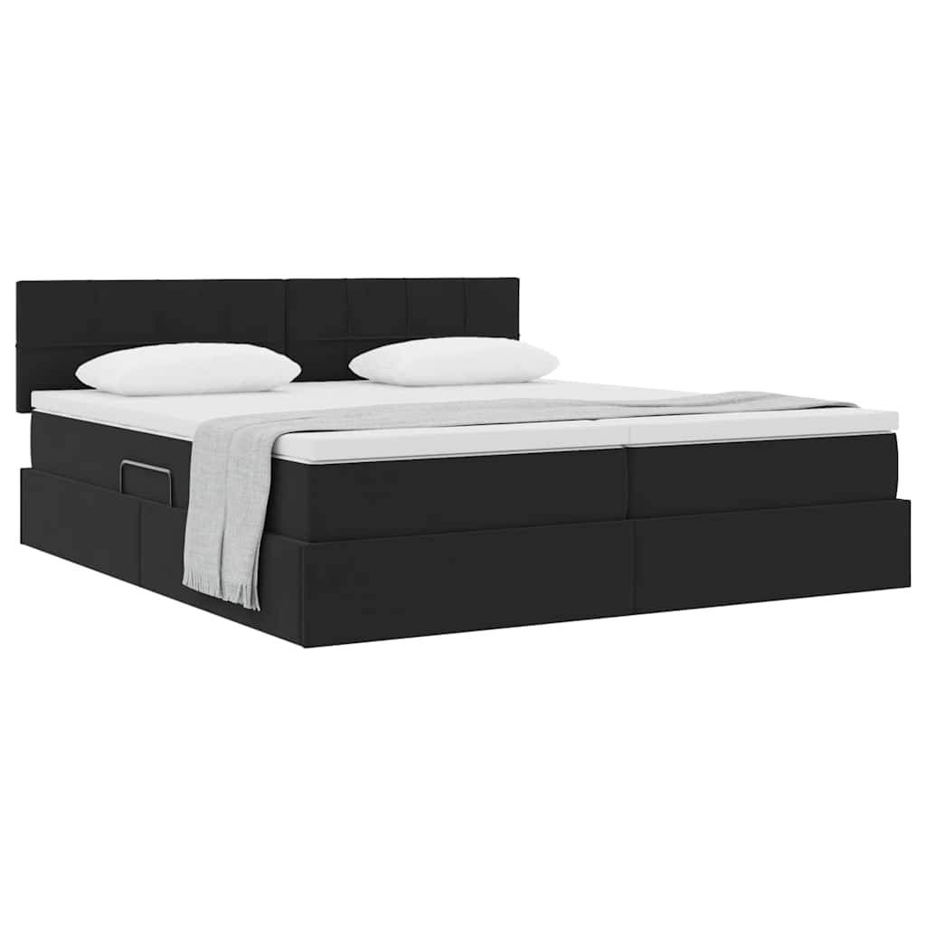 vidaXL Aufbewahrungsbett mit Matratze mit Kopfteil Schwarz 90 x 200 cm
