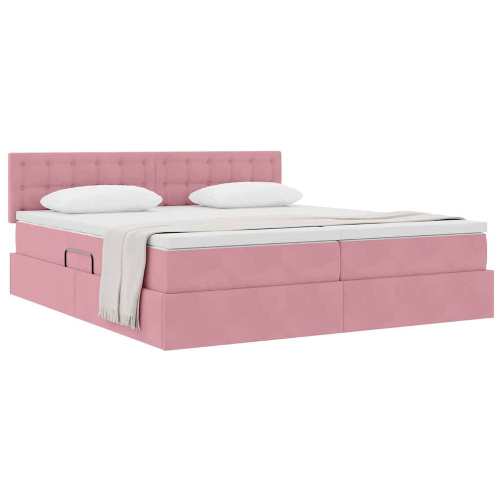 vidaXL Aufbewahrungsbett mit Matratze mit Kopfteil Rosa 90 x 200 cm