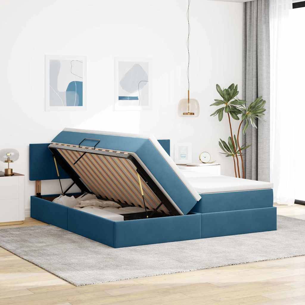 vidaXL Aufbewahrungsbett mit Matratze Dunkelblau 100 x 200 cm