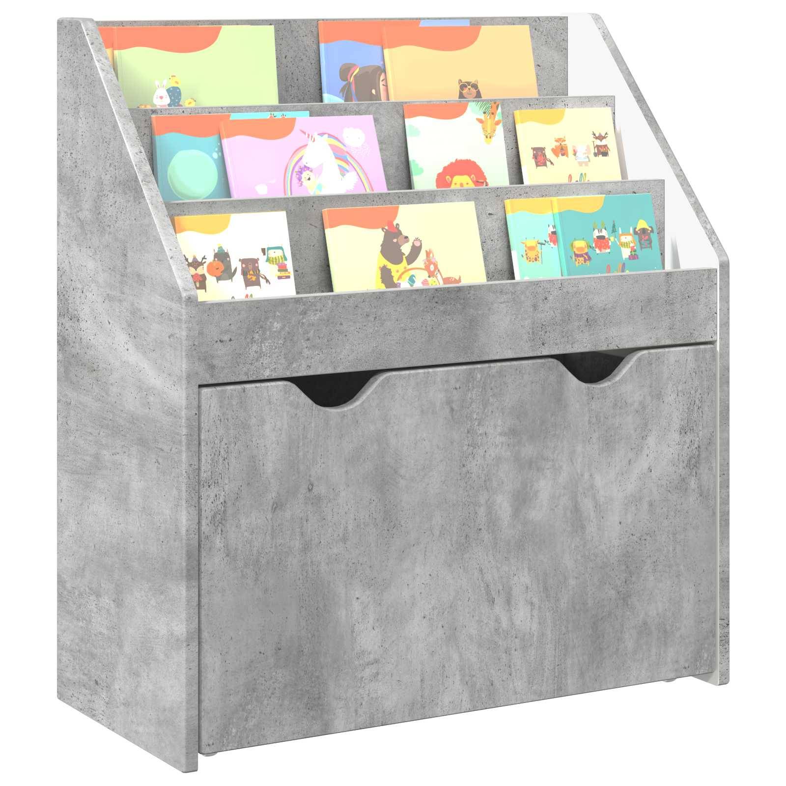 vidaXL Kinderregal Beton Grau 60 x 29,5 x 69 cm Holzwerkstoff