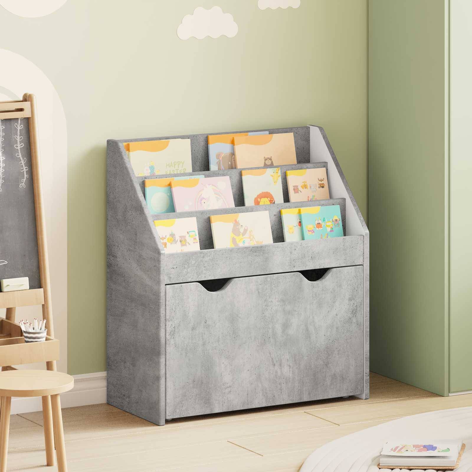 vidaXL Kinderregal Beton Grau 60 x 29,5 x 69 cm Holzwerkstoff