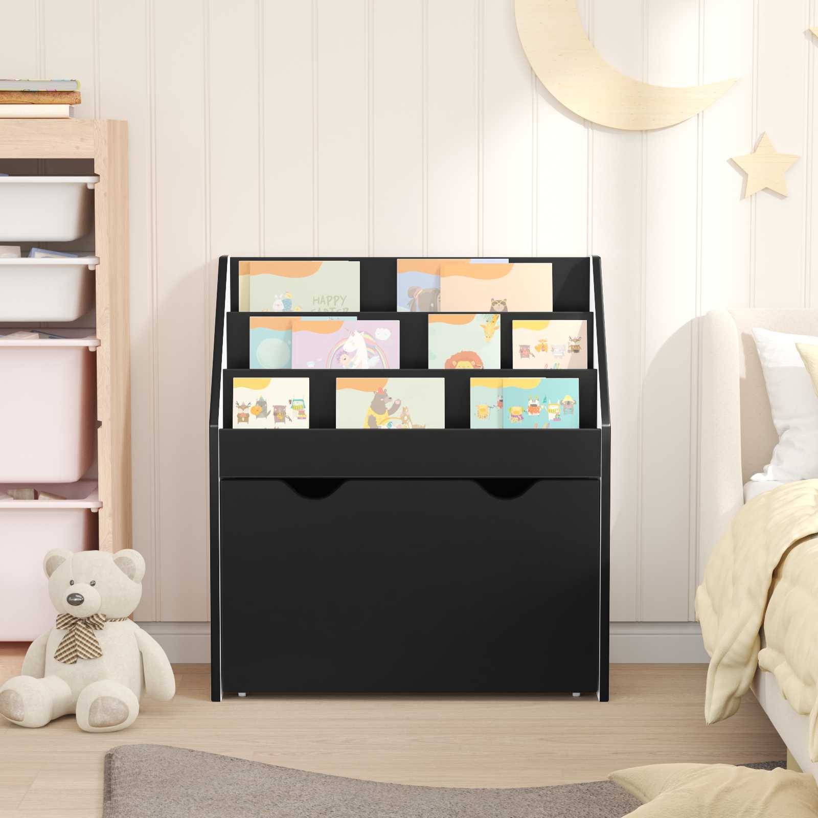 vidaXL Kinderregal Schwarz 60 x 29,5 x 69 cm Holzwerkstoff
