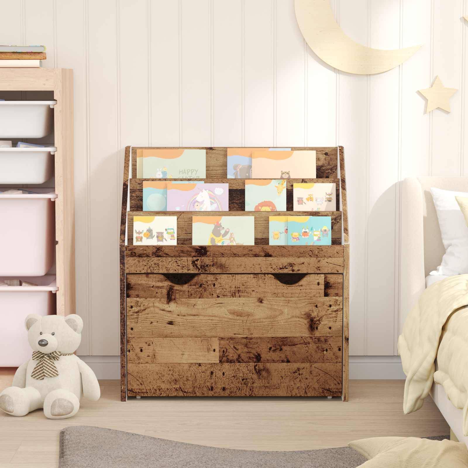 vidaXL Kinderregal Altholz 60 x 29,5 x 69 cm Holzwerkstoff