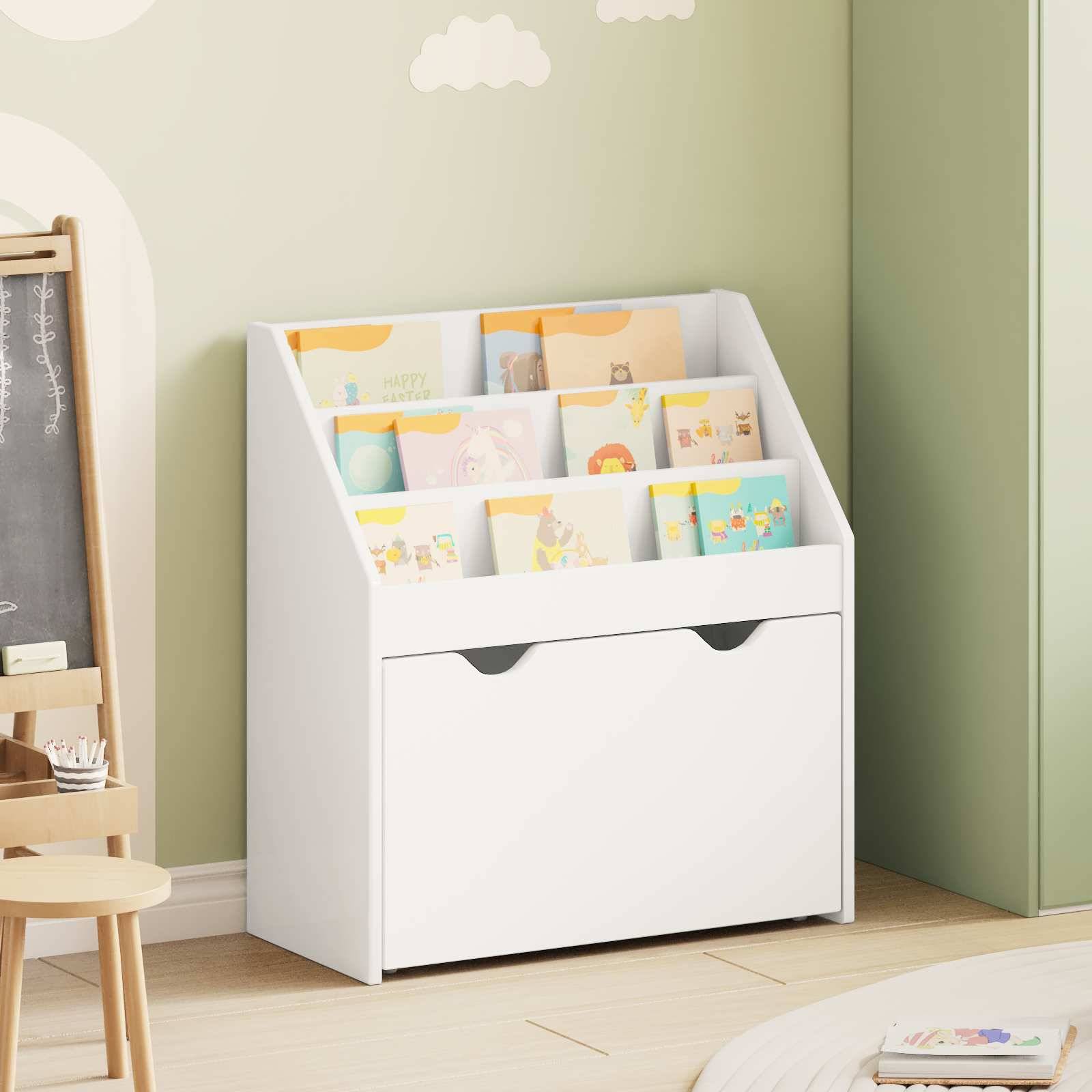 vidaXL Kinderregal mit Schubladen Weiß 60 x 29,5 x 69 cm Holzwerkstoff