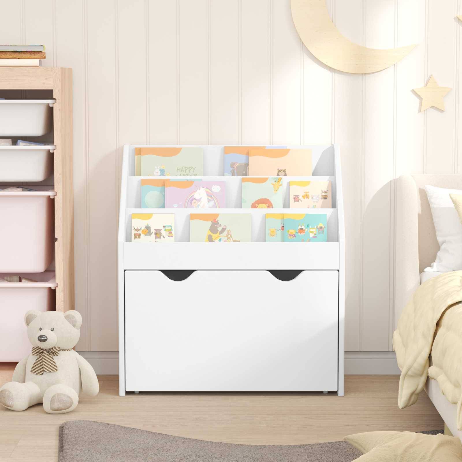 vidaXL Kinderregal mit Schubladen Weiß 60 x 29,5 x 69 cm Holzwerkstoff