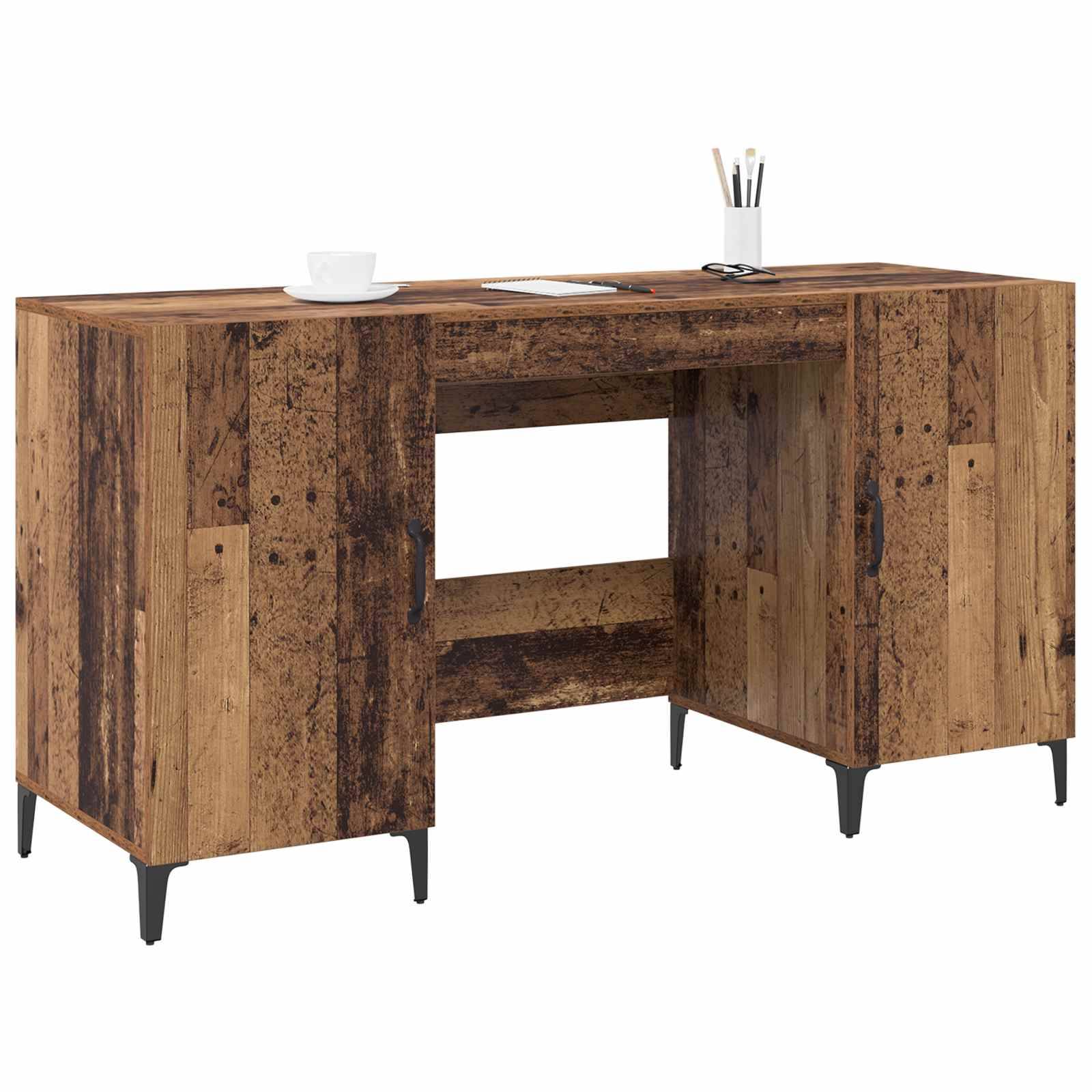 vidaXL Schreibtisch mit Tür Altholz 140 x 50 x 75 cm Holzwerkstoff