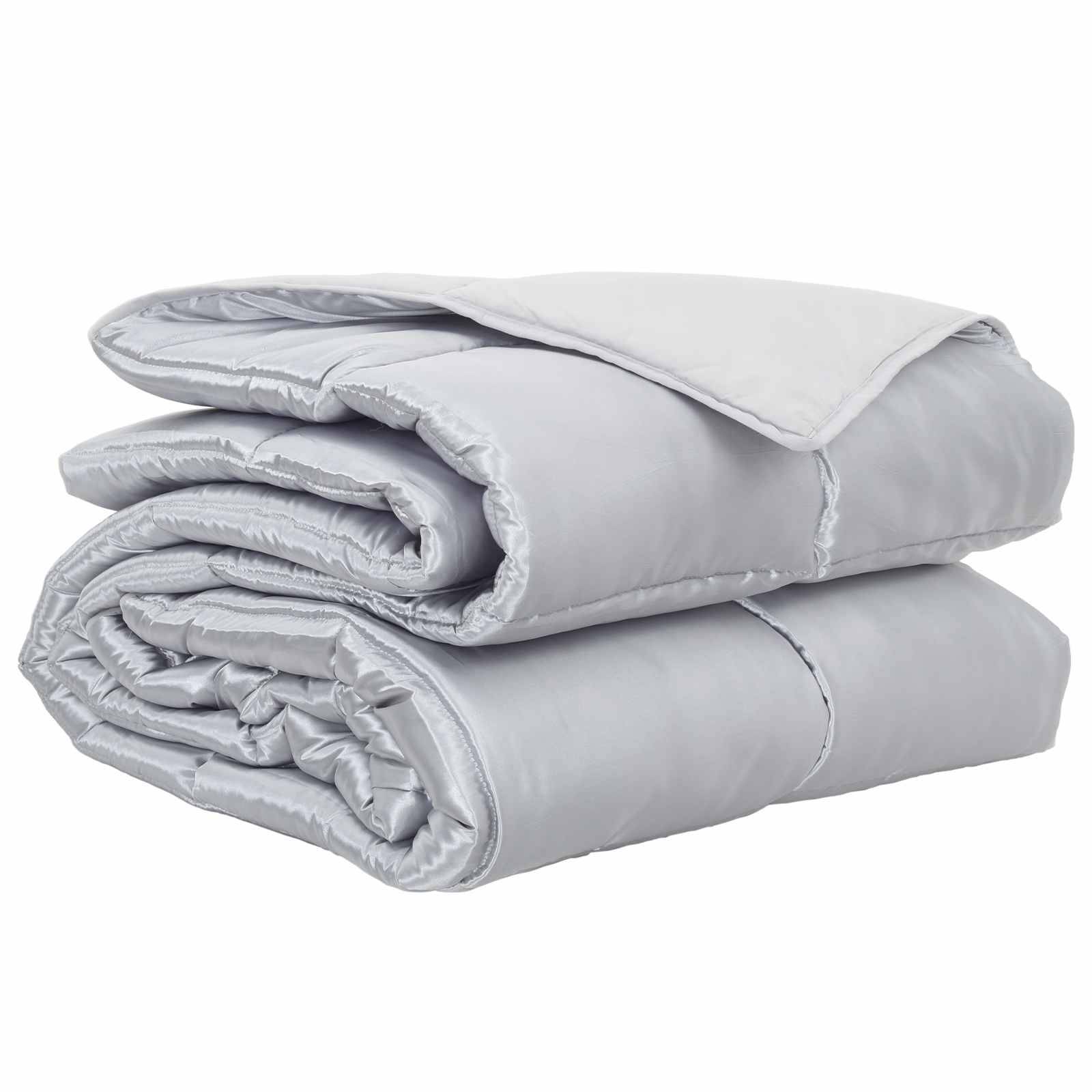 vidaXL Ganzjahresbettdecke Silber 240 x 260 cm Satin und Mikrofaser