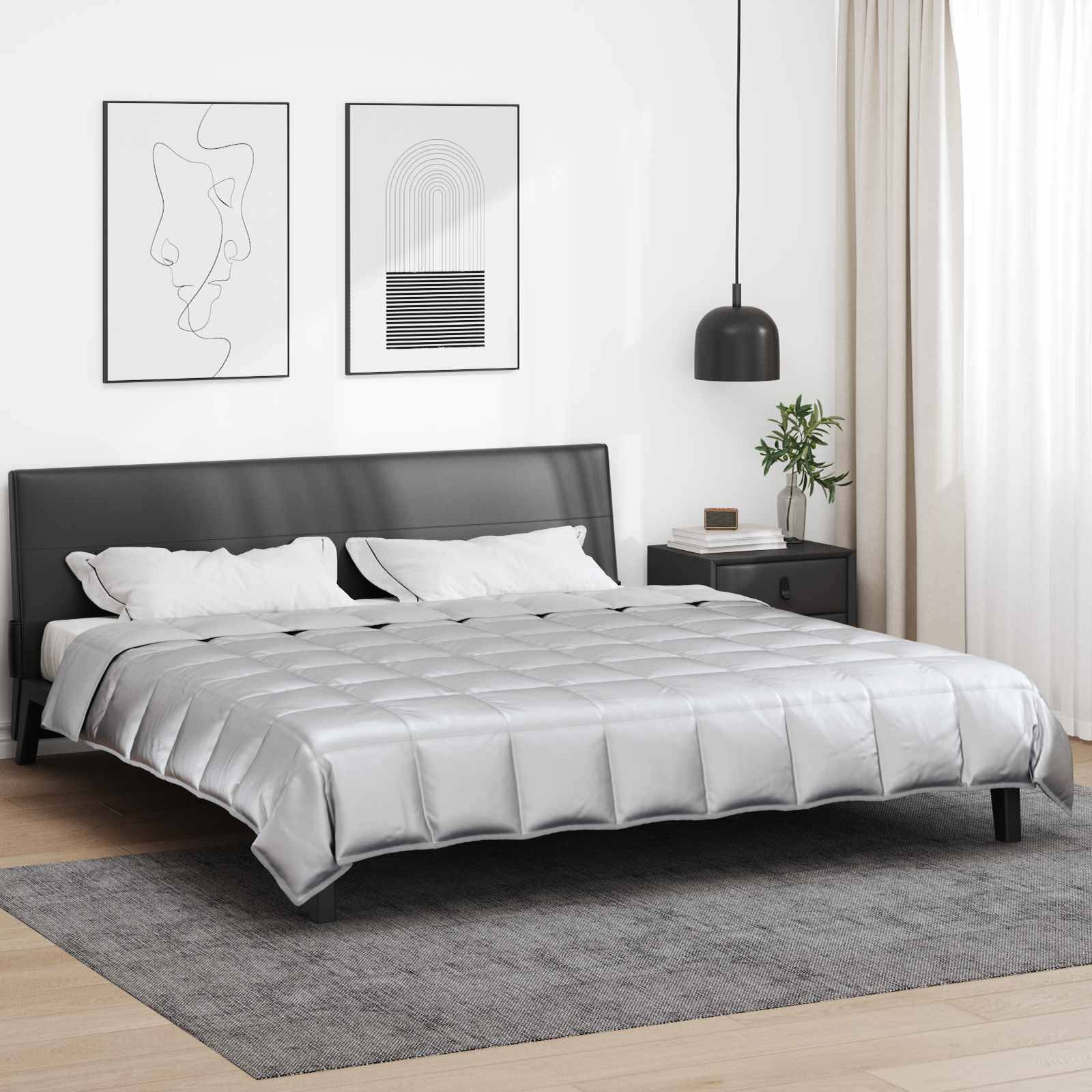 vidaXL Ganzjahresbettdecke Silber 240 x 260 cm Satin und Mikrofaser
