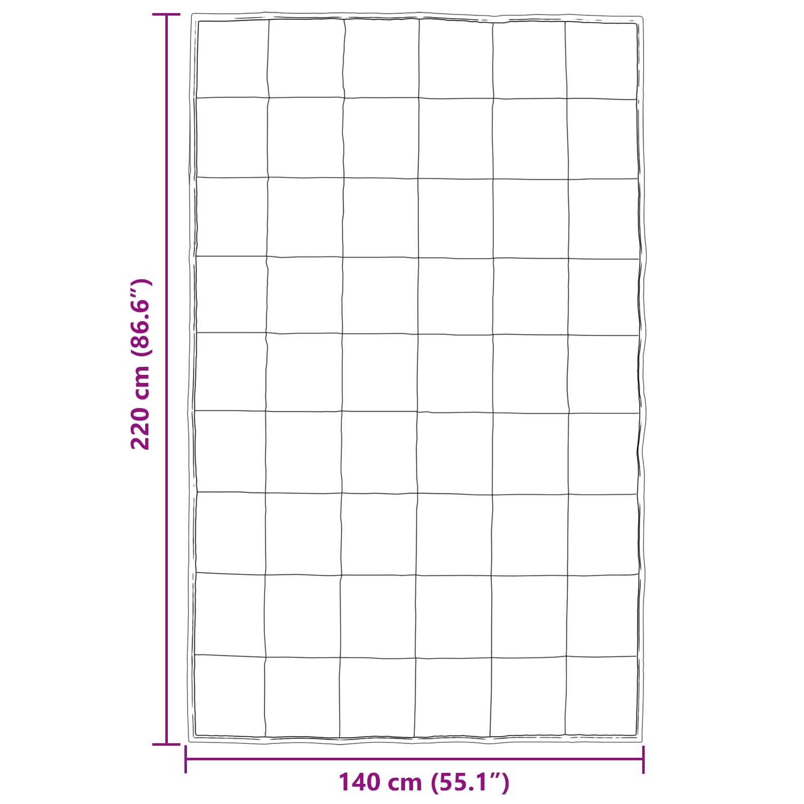 Rechteckiges Quilt-Muster mit Gitterlayout. Abmessungen angezeigt: 220 cm (86,6