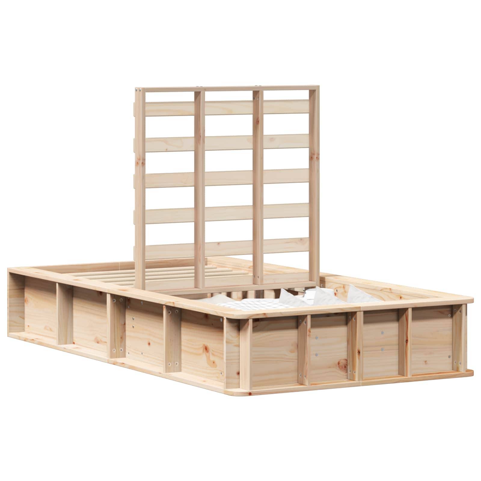 vidaXL Bettrahmen Braun 90 x 190 cm Massives Kiefernholz
