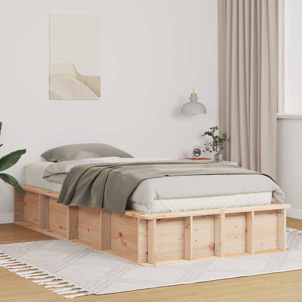 vidaXL Bettrahmen Braun 100 x 200 cm Massives Kiefernholz