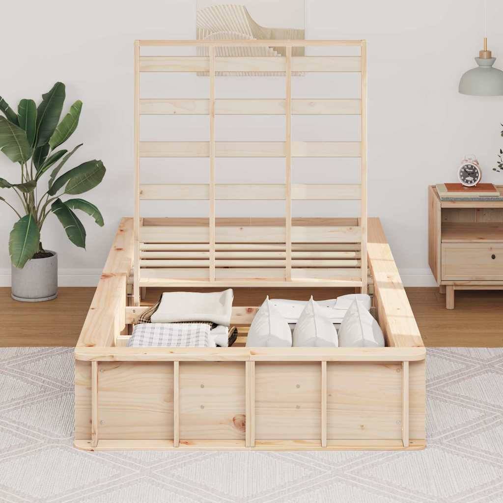 vidaXL Bettrahmen Braun 90 x 200 cm Massives Kiefernholz