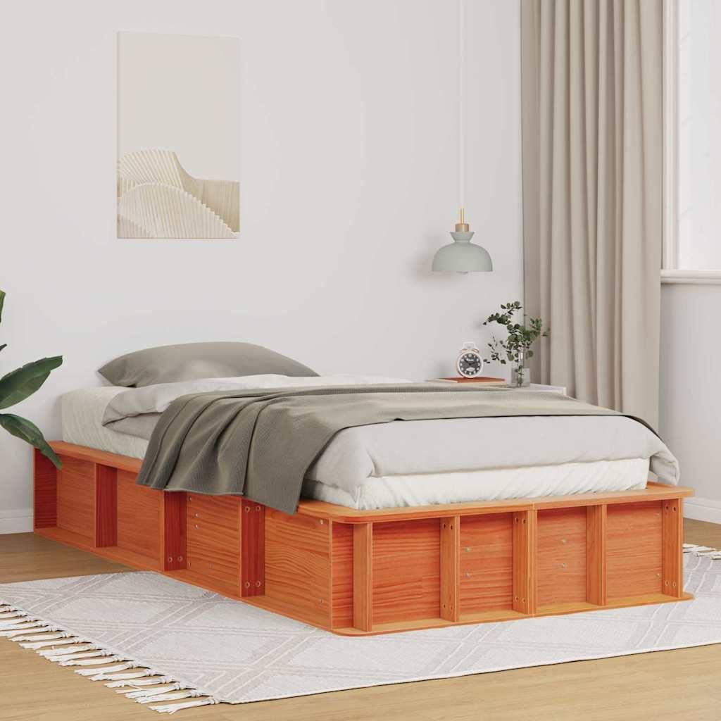 vidaXL Bettrahmen Wachsbraun 90 x 190 cm Massives Kiefernholz