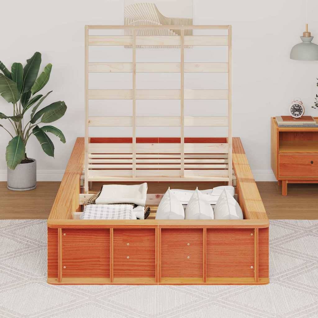 vidaXL Bettrahmen Wachsbraun 80 x 200 cm Massives Kiefernholz