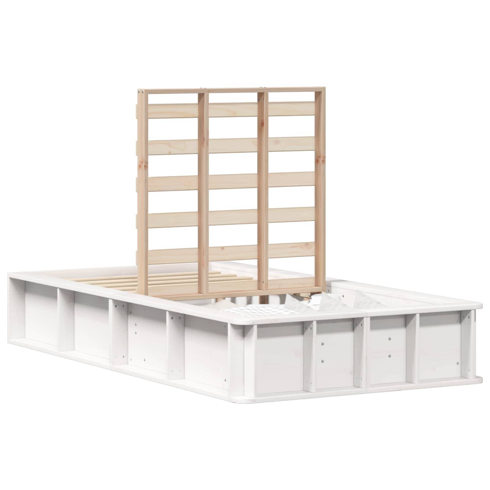 vidaXL Bettrahmen Weiß 75 x 190 cm Massives Kiefernholz