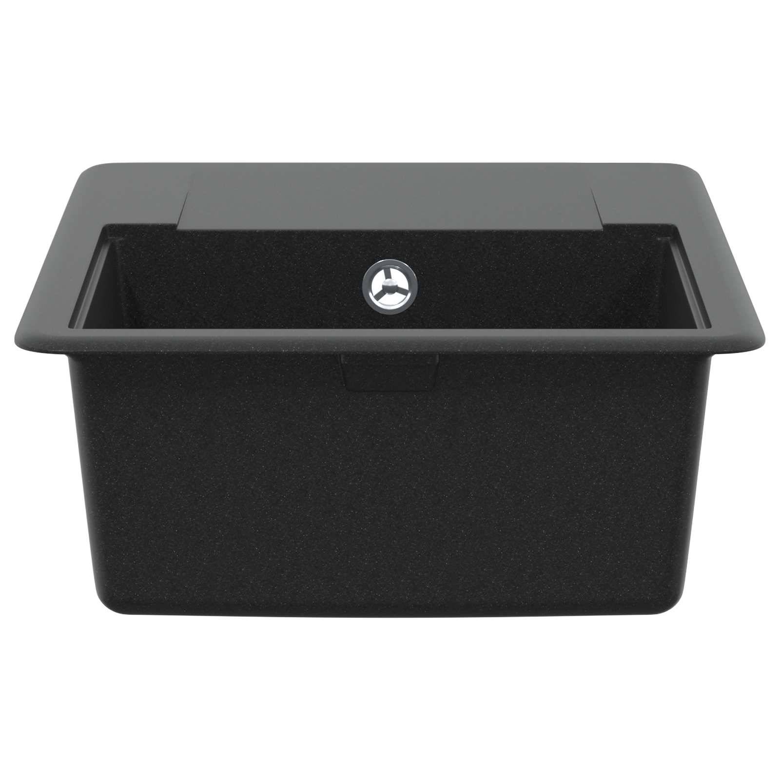 vidaXL Waschbecken Schwarz 560 x 460 mm 80% Quarz und 20% Harz
