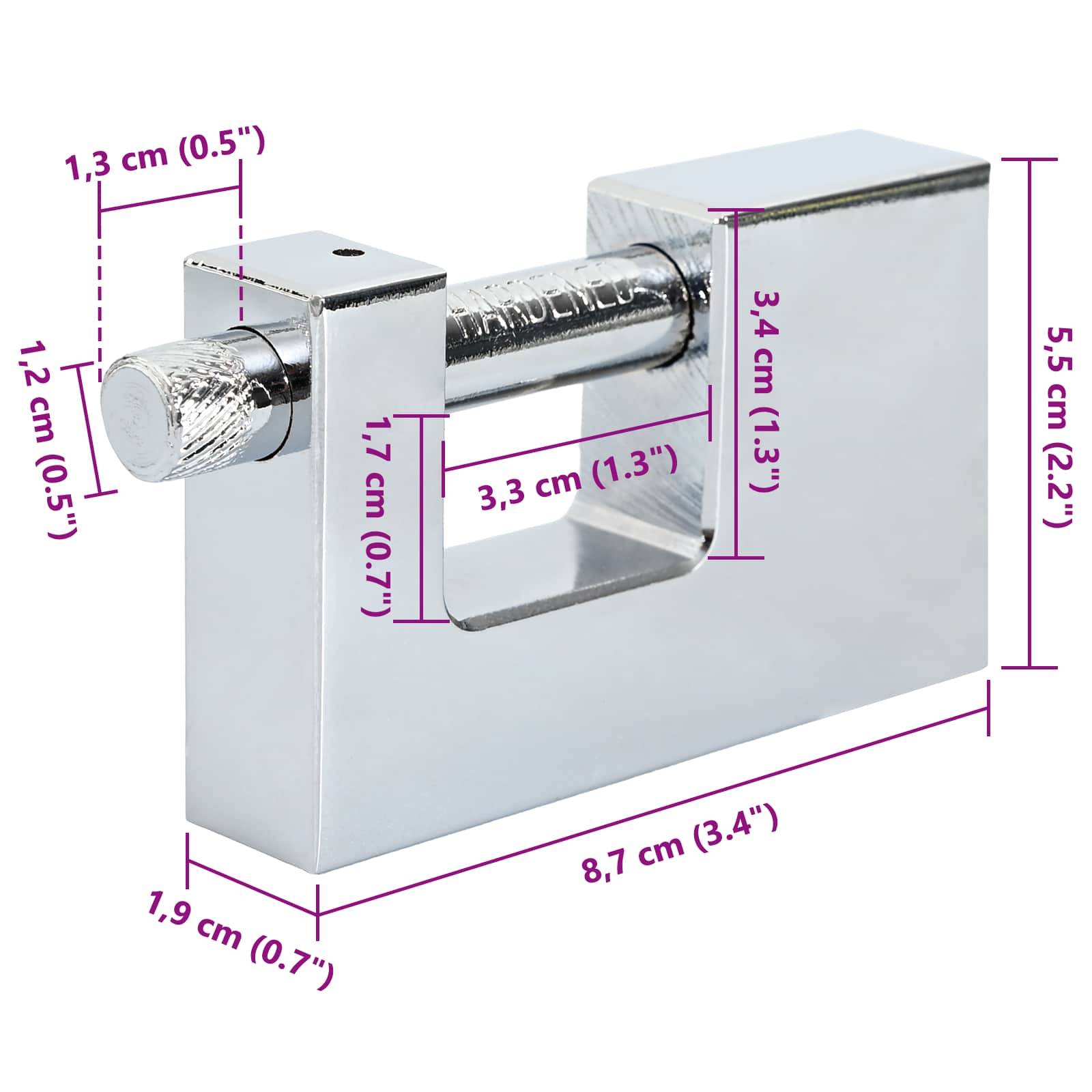 vidaXL Vorhängeschloss 2 pcs Silber Stahl