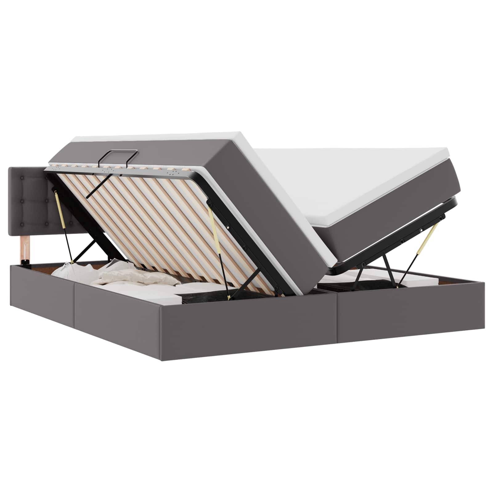 vidaXL Bett mit Stauraum und LED mit LED Grau 180 x 200 cm Kunstleder