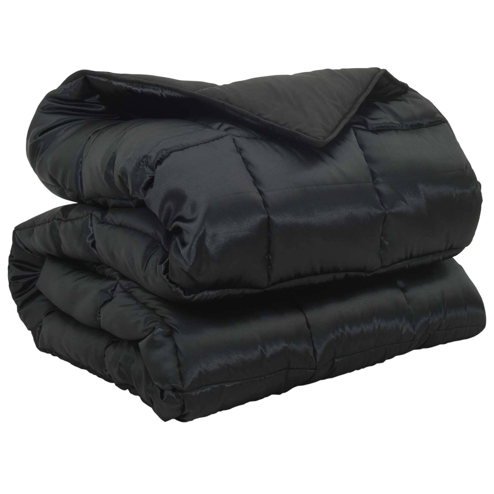 vidaXL Winterbettdecke Schwarz 240 x 260 cm Satin und Mikrofaser