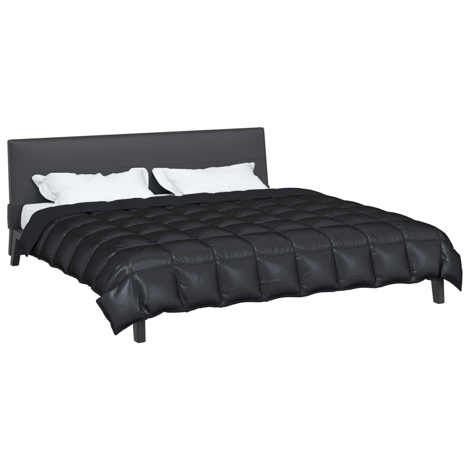 vidaXL Winterbettdecke Schwarz 240 x 260 cm Satin und Mikrofaser