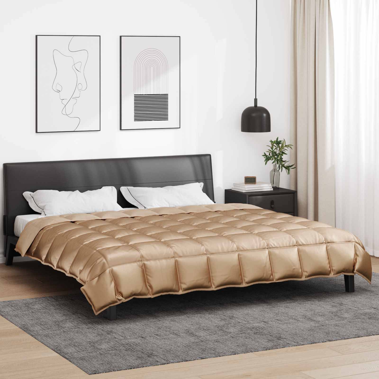 vidaXL Winterbettdecke Gold 200 x 240 cm Satin und Mikrofaser