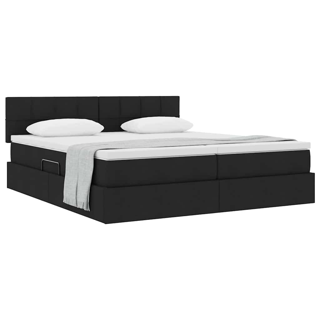 vidaXL Aufbewahrungsbett mit Matratze Schwarz 200 x 200 cm Kunstleder